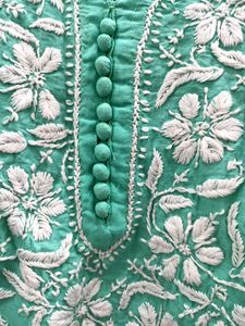 !SALE! SeaGreen Chickankari Handwork Cotton Kurta