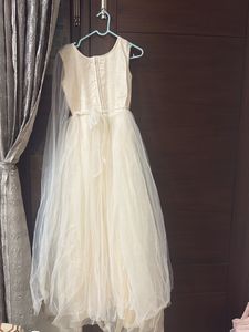 Elegant Cream Gown with Floral Embellishment