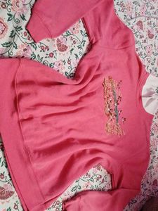 Pink Embroidered Sweatshirt