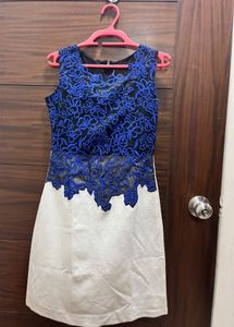 Blue And White Floral Lace Dress