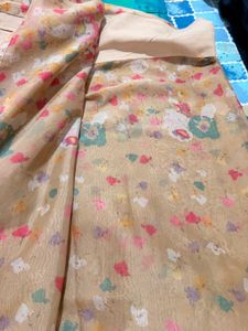 Sheer Floral Print Saree