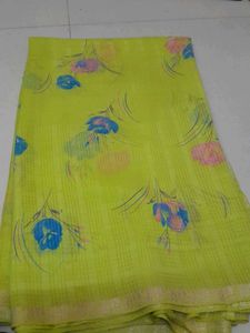 flouresent  Green Saree  no damage or