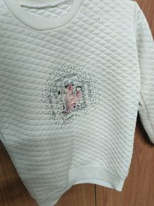 White Quilted Sweatshirt