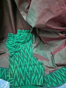 Stylish Ikat Print Blouse with Saree Fabric