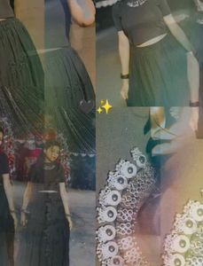 Black Embroided Long Skirt