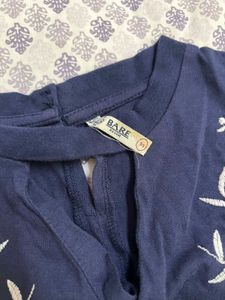 Chic Navy Embroidered T-Shirt