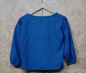 2 Combo Tops: Blue Tie-Front Top n' Shirt