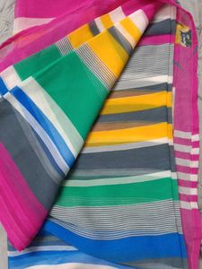 Vibrant Striped Saree
