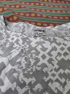Grey &amp; White Printed Top
