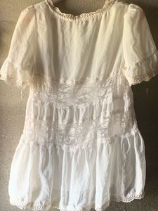 Sheer Lace Trimmed White Shirt