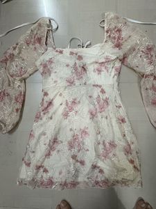 Floral Lace Puff Sleeve Dress