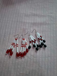 Beaded Earrings - Red & Black