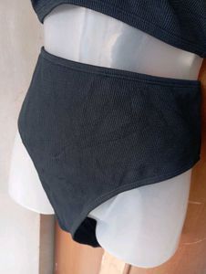 Black Ribbed Halter Bikini set