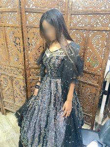 Elegant Black Sequin Lehenga Skirt