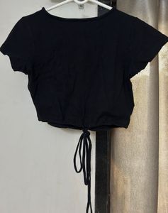 Black Crop top with waist back tie
