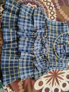 Girls Plaid Ruffled Top