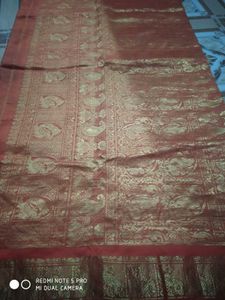 Old Vintage Silk Saree Golden Zari Work