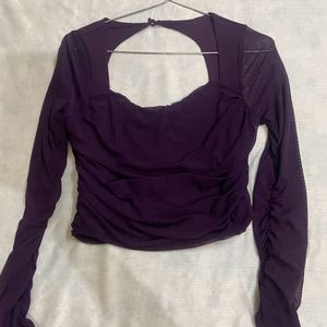 Purple Ruched Long Sleeve Top