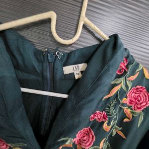 Embroidered Teal Long dress