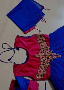 Blue Anarkali Kurta With Pant &amp; Dupatta💙