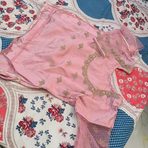 Pink &amp; Gold Embroidered Lehenga