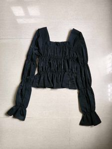 Korean Velvet Peplum Top