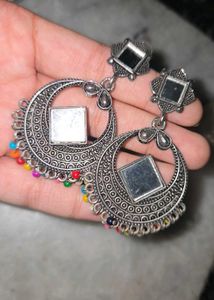 Boho Silver Oxidized Jhumka Earrings COMBO