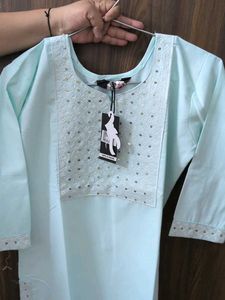 Light Blue Embroidered Kurta