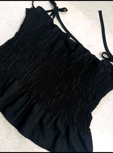Ruffle Cami Top with Denim skirt