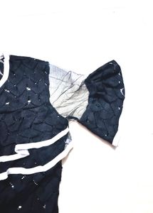 Black Mesh Ruffle Top