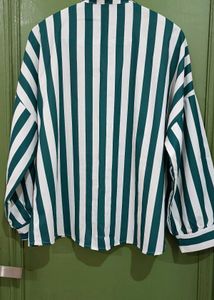 Vertical Stripe Button-Up Shirt