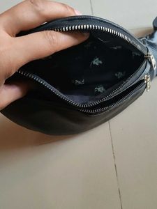 Black Faux Leather Fanny Pack
