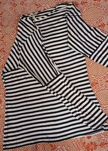 Black And White Cold Shoulder Casual Top