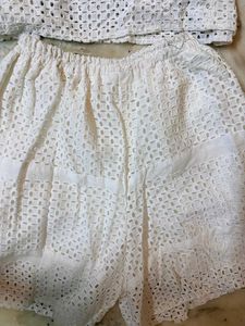 White Lace Crop Top and Shorts Set