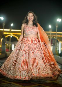 Stunning orange & Silver Embroidered Lehenga