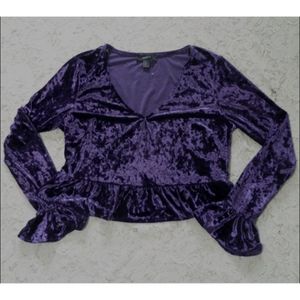 Purple Velvet Peplum Top