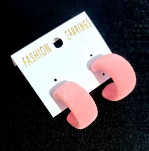 Chic Pink Velvet Hoop Earrings