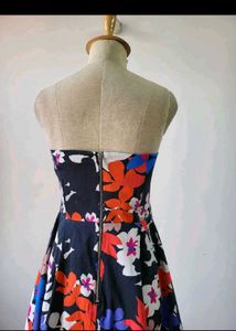 Strapless Floral Print Dress