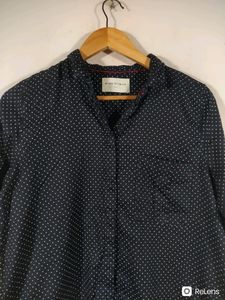Rope Women Navy Blue Polka Dot Casual Shirt(Women)