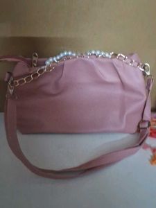 Stylish Pearl &amp; Chain Accent Handbag