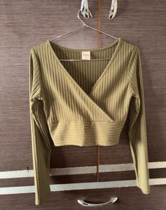 Ribbed Wrap Crop Top