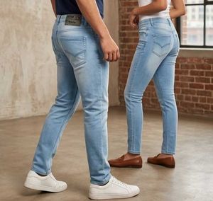 Unisex Light Blue Slim Fit Denim Jeans (Waist 30)