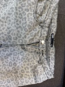 Grey Leopard Print Jeans