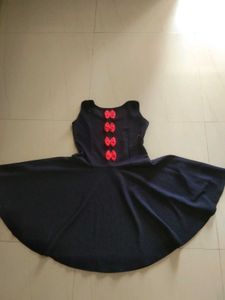 Chic Navy Dress with Bow Accents baby Frock