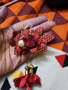 Red Floral Tassel Brooch