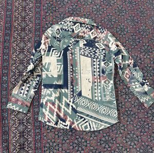 Kids Retro Print Button-Up Shirt