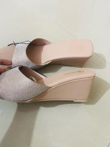 New Chic Nude Wedge Slides