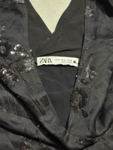 Sparkly Black V-Neck Top