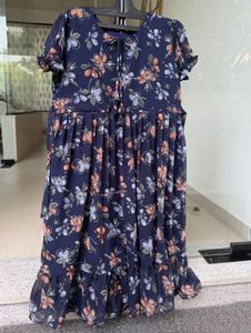 Navy Floral Print Midi Dress 3XL
