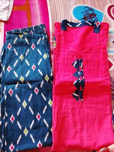 Designer Pink &amp; Blue Kurta Set